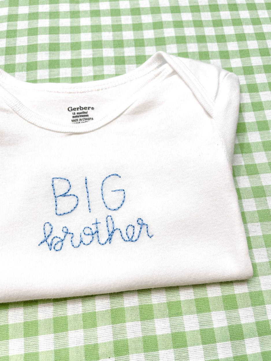 Big Brother Hand Embroidered Baby Bodysuit