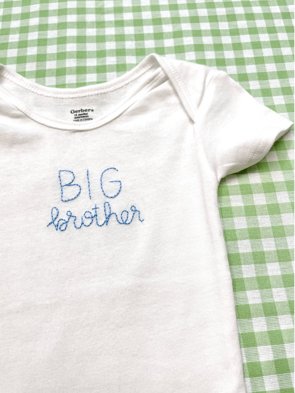 Big Brother Hand Embroidered Baby Bodysuit