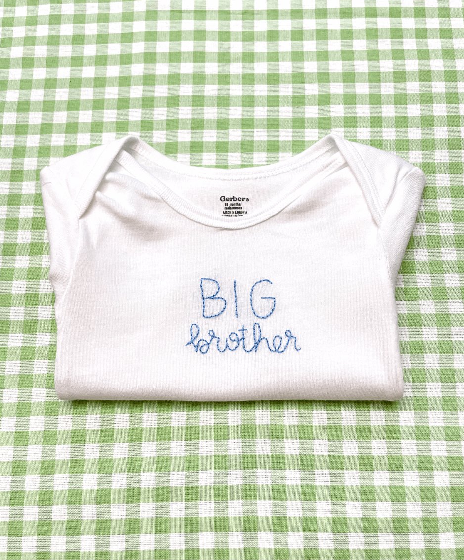 Big Brother Hand Embroidered Baby Bodysuit