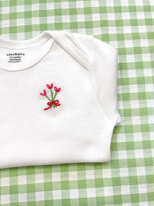 Bouquet of Love Flowers Embroidered Baby Bodysuit
