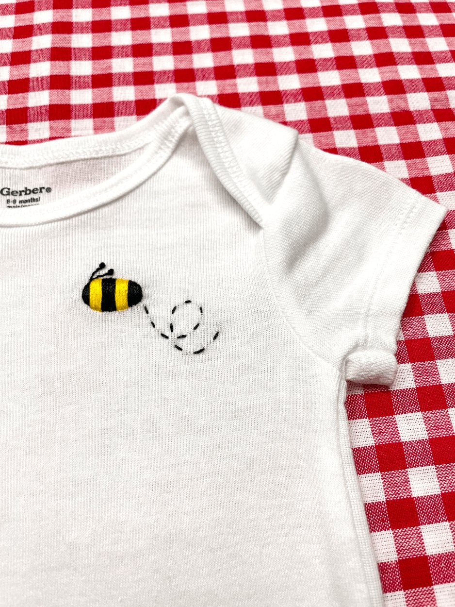 Bumble Bee Hand Embroidered Baby Bodysuit