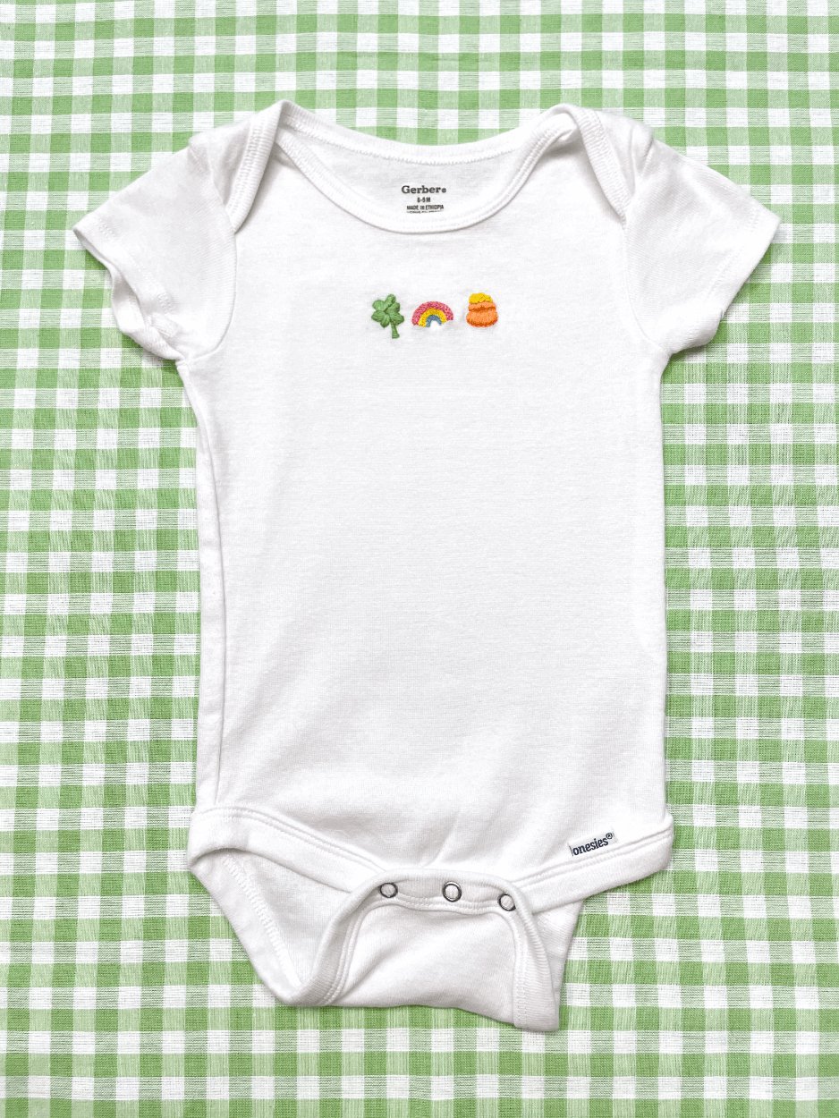 Luck of the Irish Hand Embroidered Baby Bodysuit