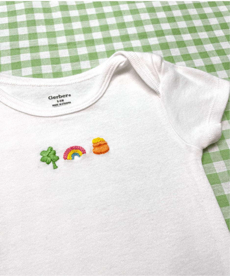 Luck of the Irish Hand Embroidered Baby Bodysuit