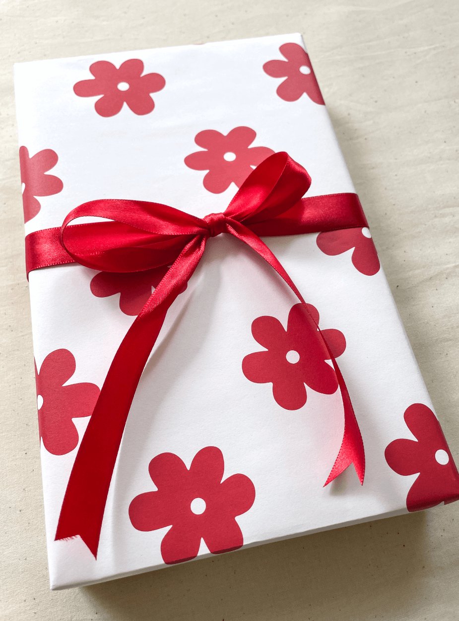 Red Flower Gift Wrapping Paper