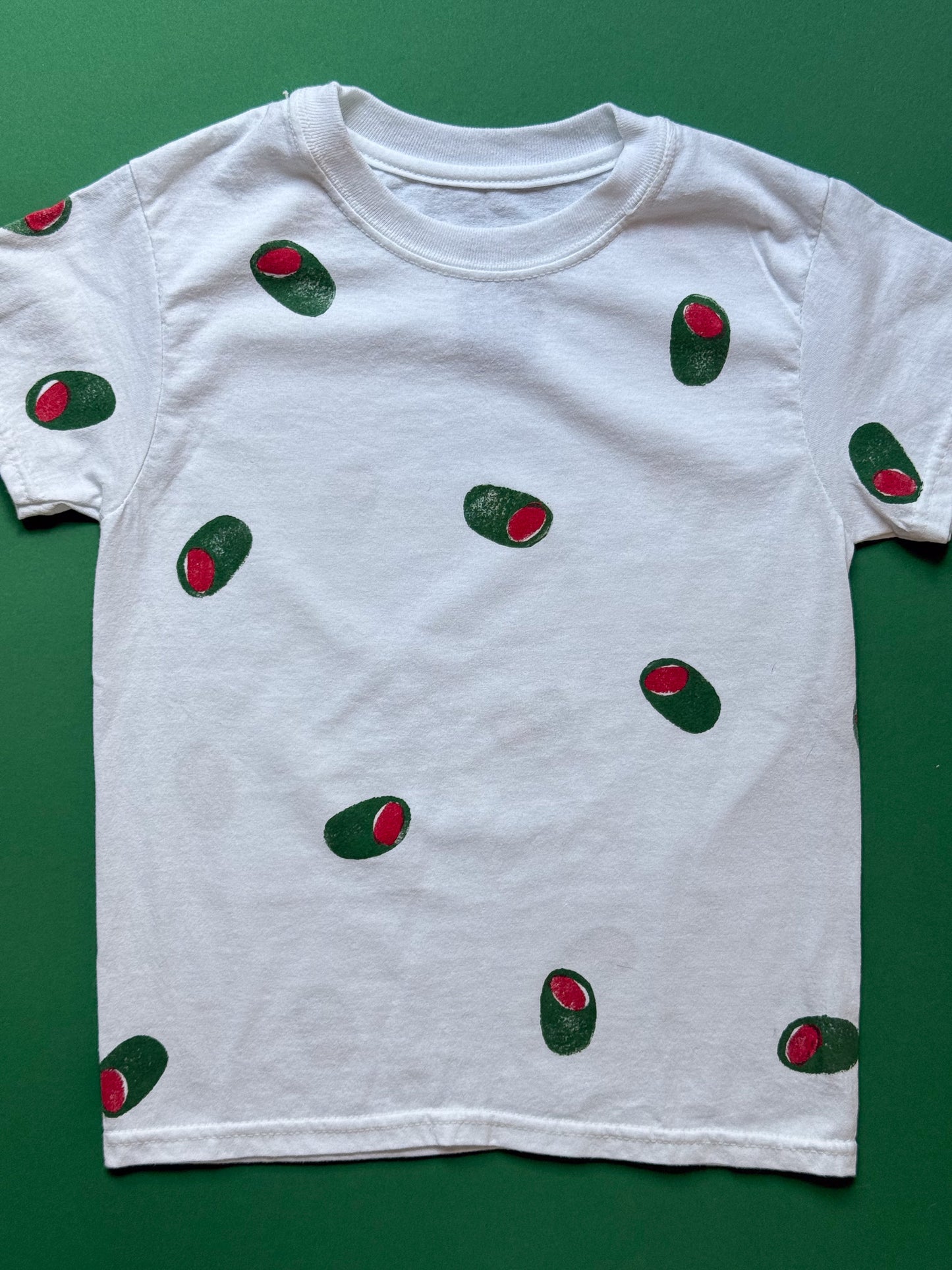Olive Block Print Kid’s T-Shirt | Small