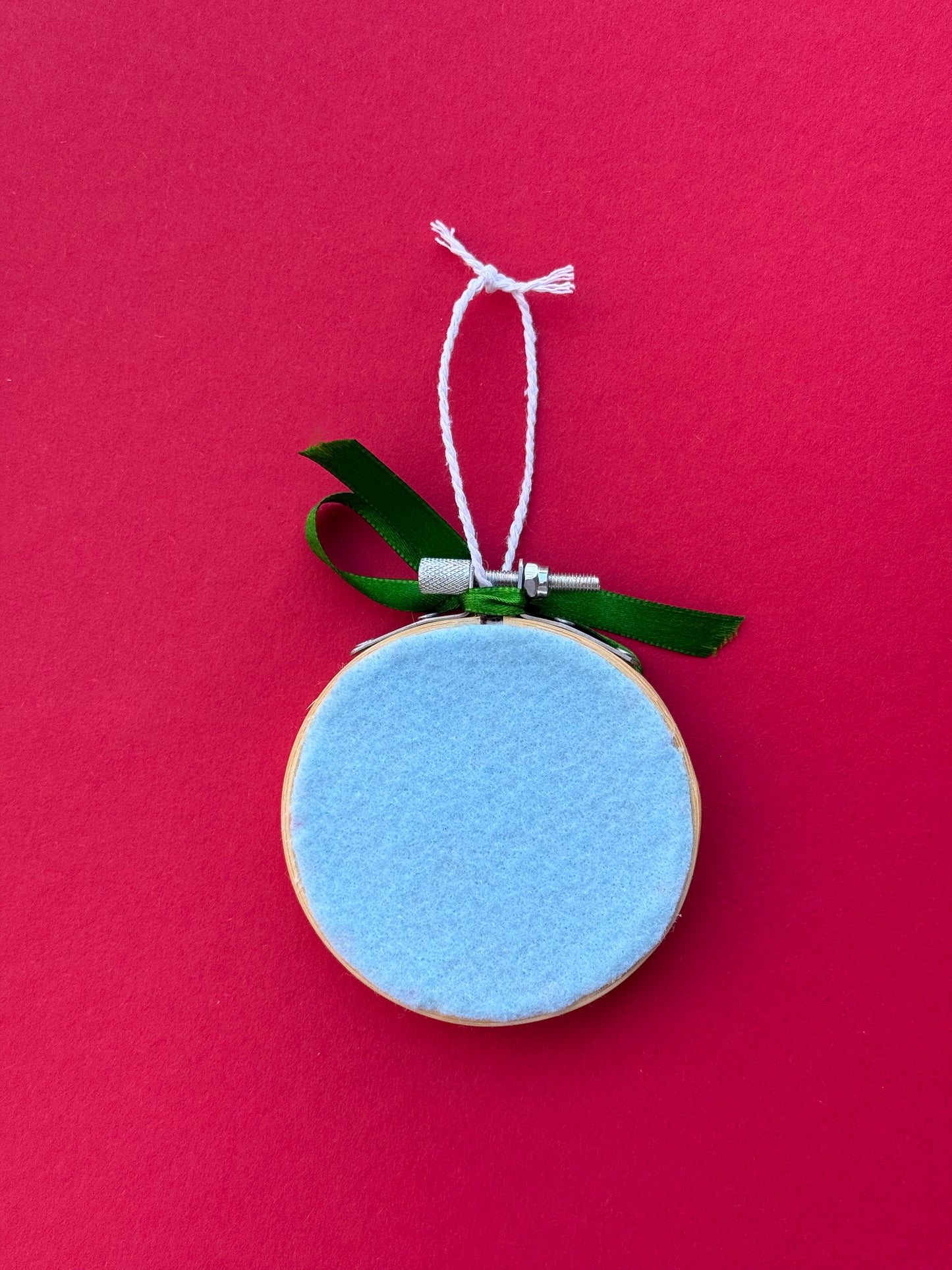 "R" Initial Hand Embroidered Felt Ornament | 3" Hoop