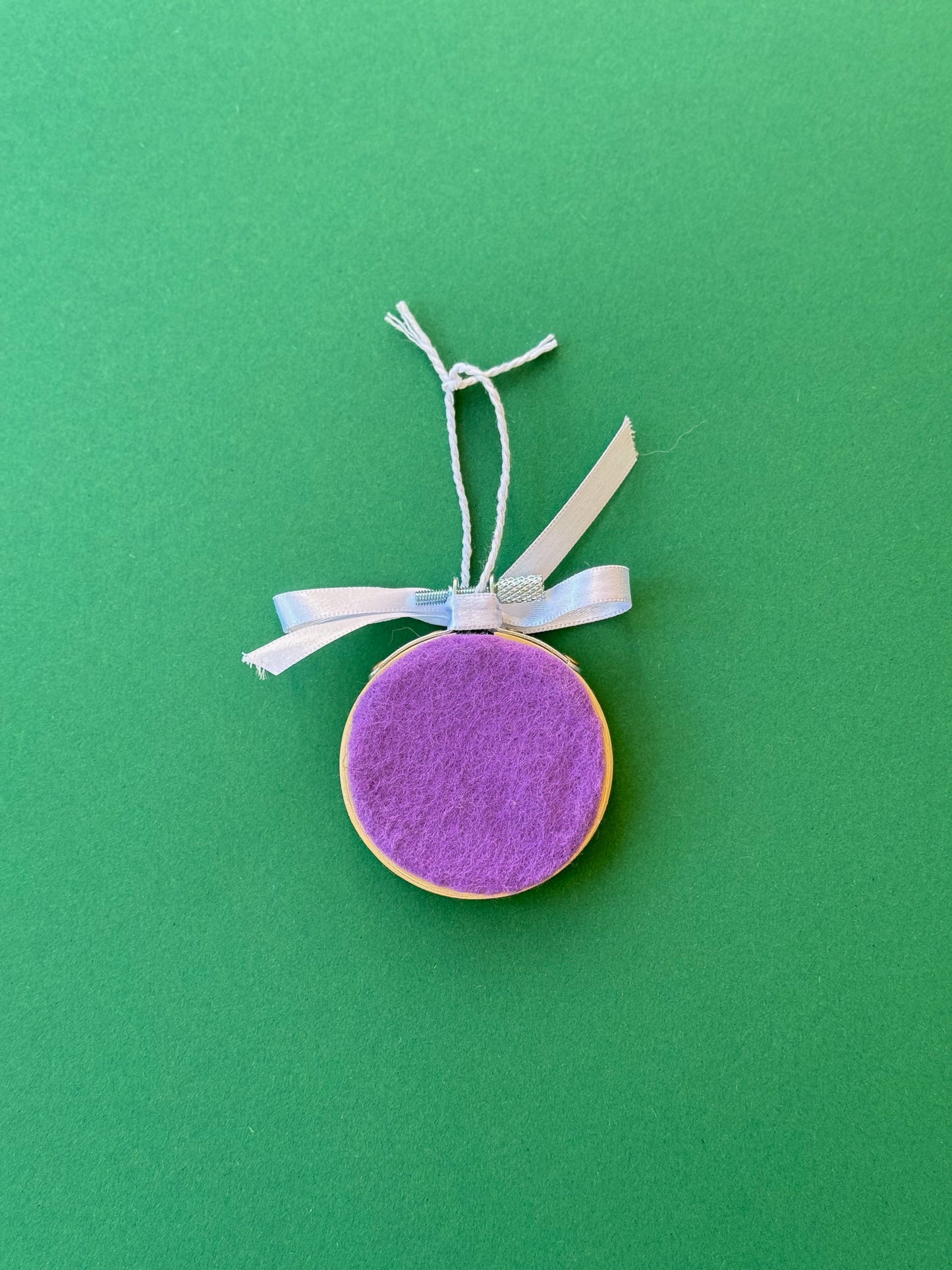 "A" Initial Hand Embroidered Felt Ornament | 2" Hoop