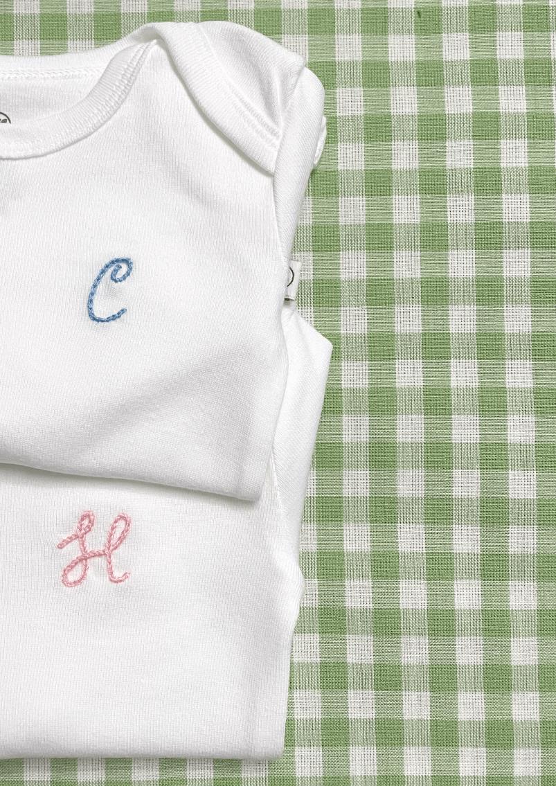 Personalized Baby Outfit, Baby Initials, Cursive Lettering, Monogram, Hand Embroidered Baby Bodysuit, Coming Home, Baby Shower, Newborn Gift