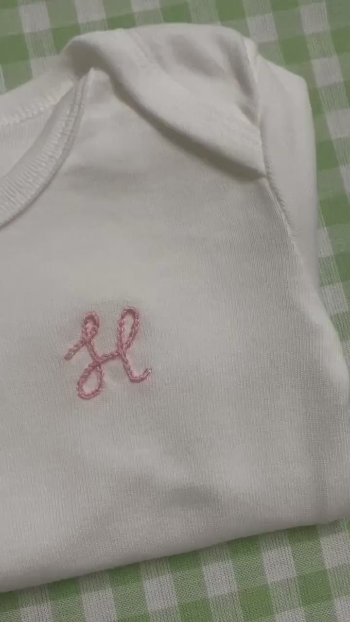 Personalized Baby Outfit, Baby Initials, Cursive Lettering, Monogram, Hand Embroidered Baby Bodysuit, Coming Home, Baby Shower, Newborn Gift