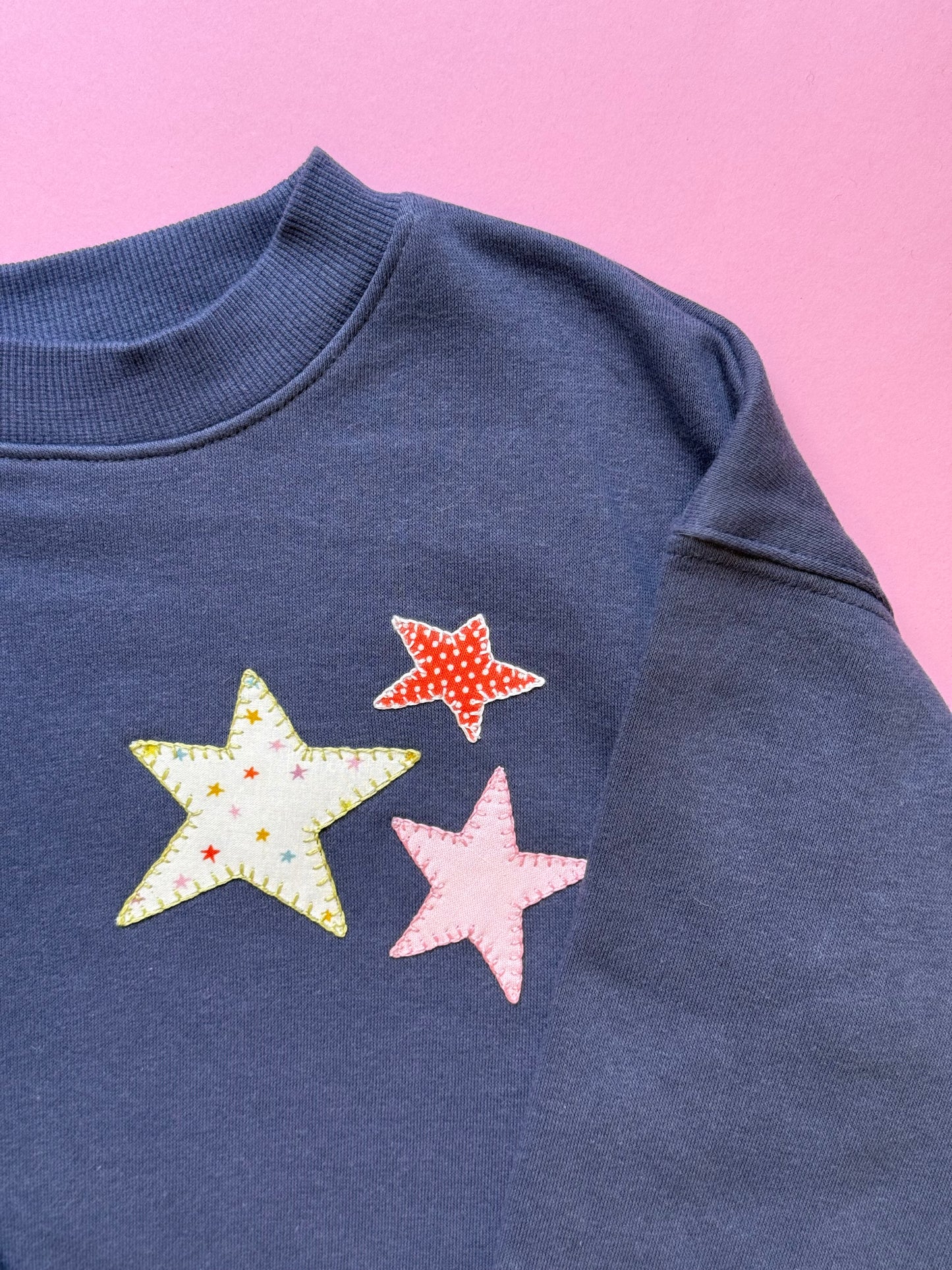 Star Trio Navy Blue Kids Sweatshirt | 5T-6