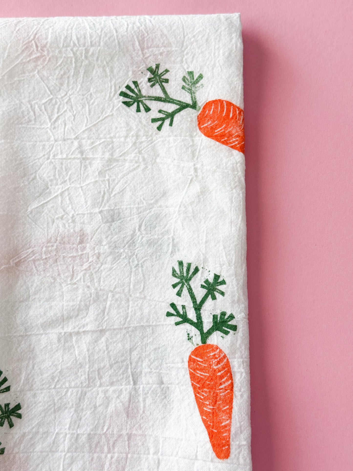 Carrot Block Print Tea Towel
