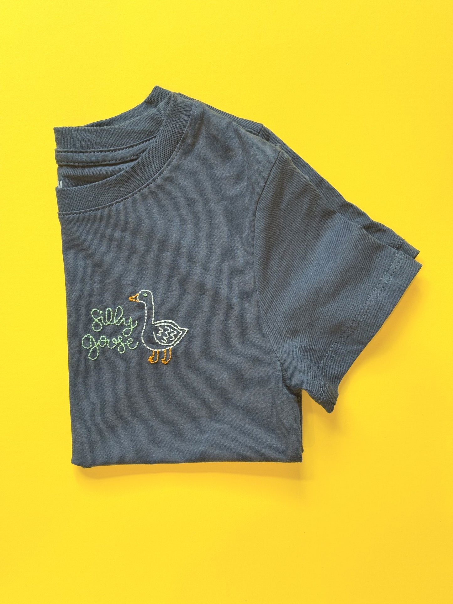 Silly Goose Hand Embroidered Kid’s T-Shirt