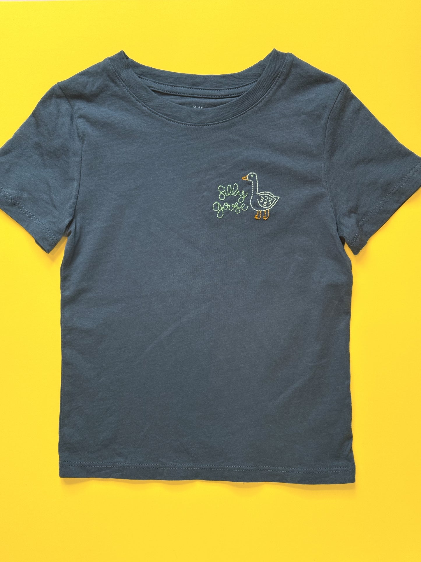 Silly Goose Hand Embroidered Kid’s T-Shirt