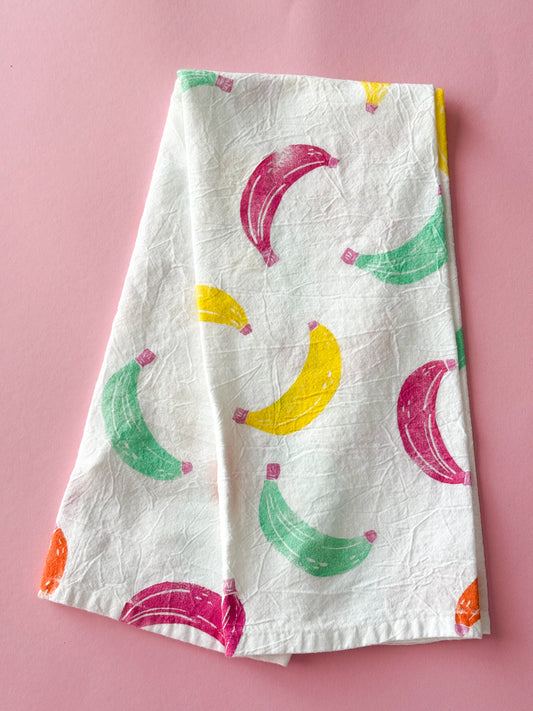 Go Bananas Block Print Tea Towel