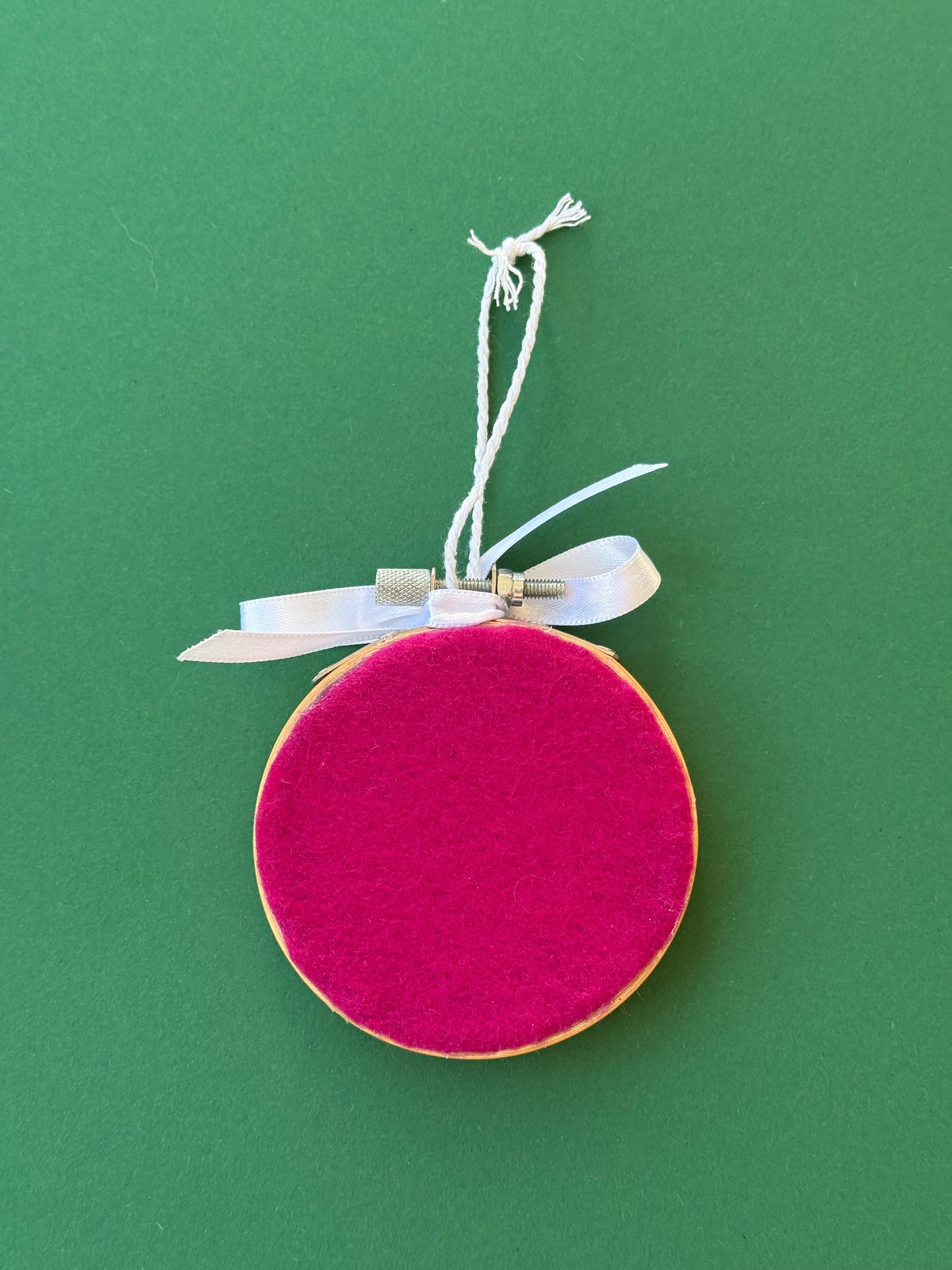 "A" Initial Hand Embroidered Felt Ornament | 3" Hoop