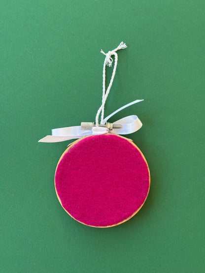"A" Initial Hand Embroidered Felt Ornament | 3" Hoop