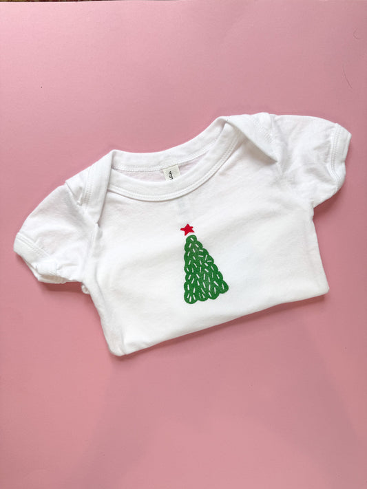 Christmas Tree Block Print Baby Bodysuit