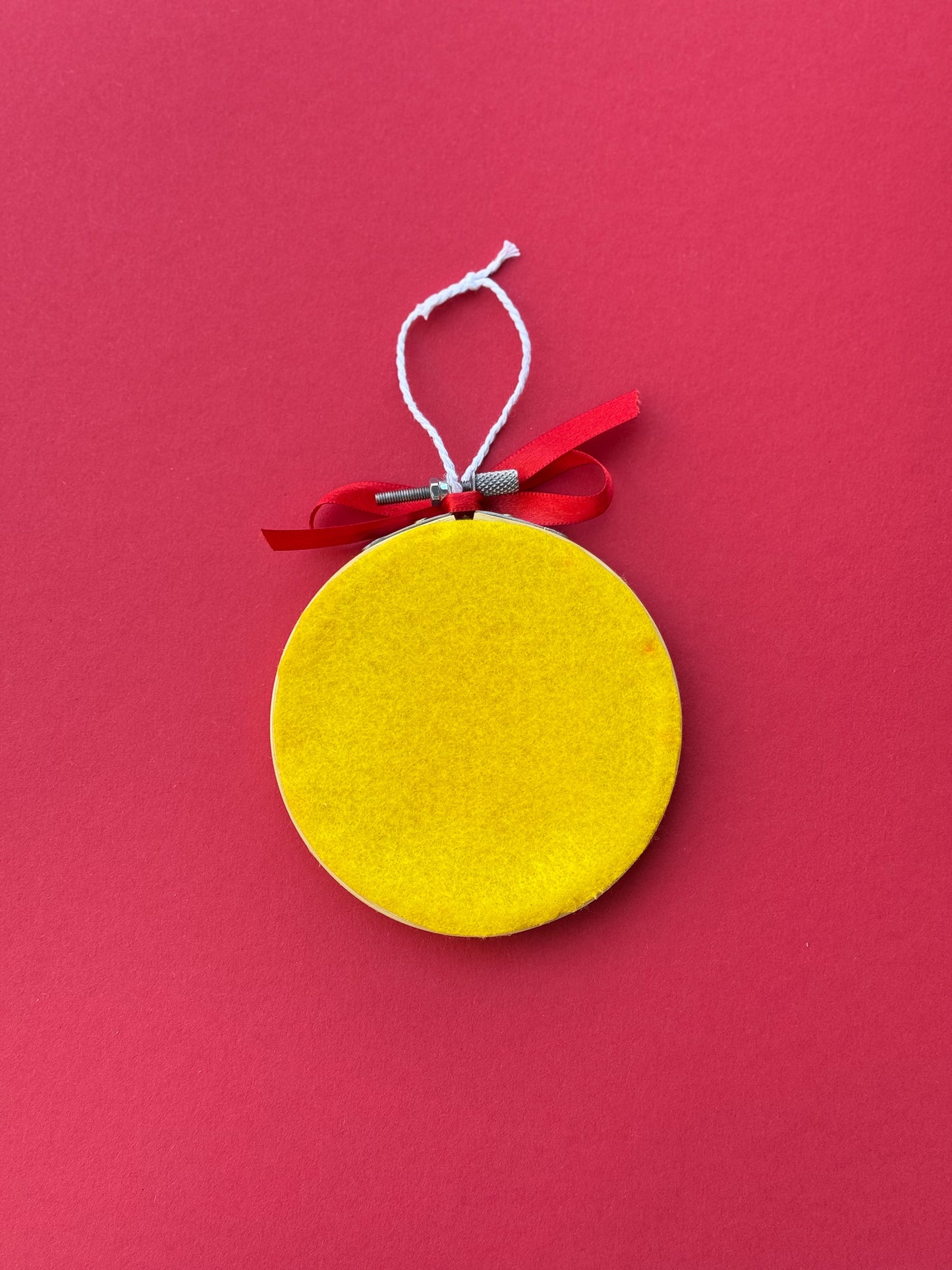 "E" Initial Hand Embroidered Felt Ornament | 4" Hoop