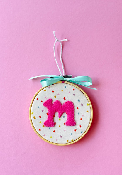 "M" Initial Hand Embroidered Felt Ornament | 4"