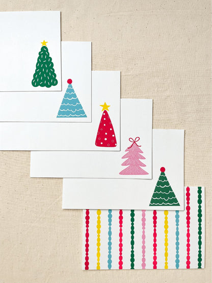 Christmas Trees Flat Cards | Set of 10