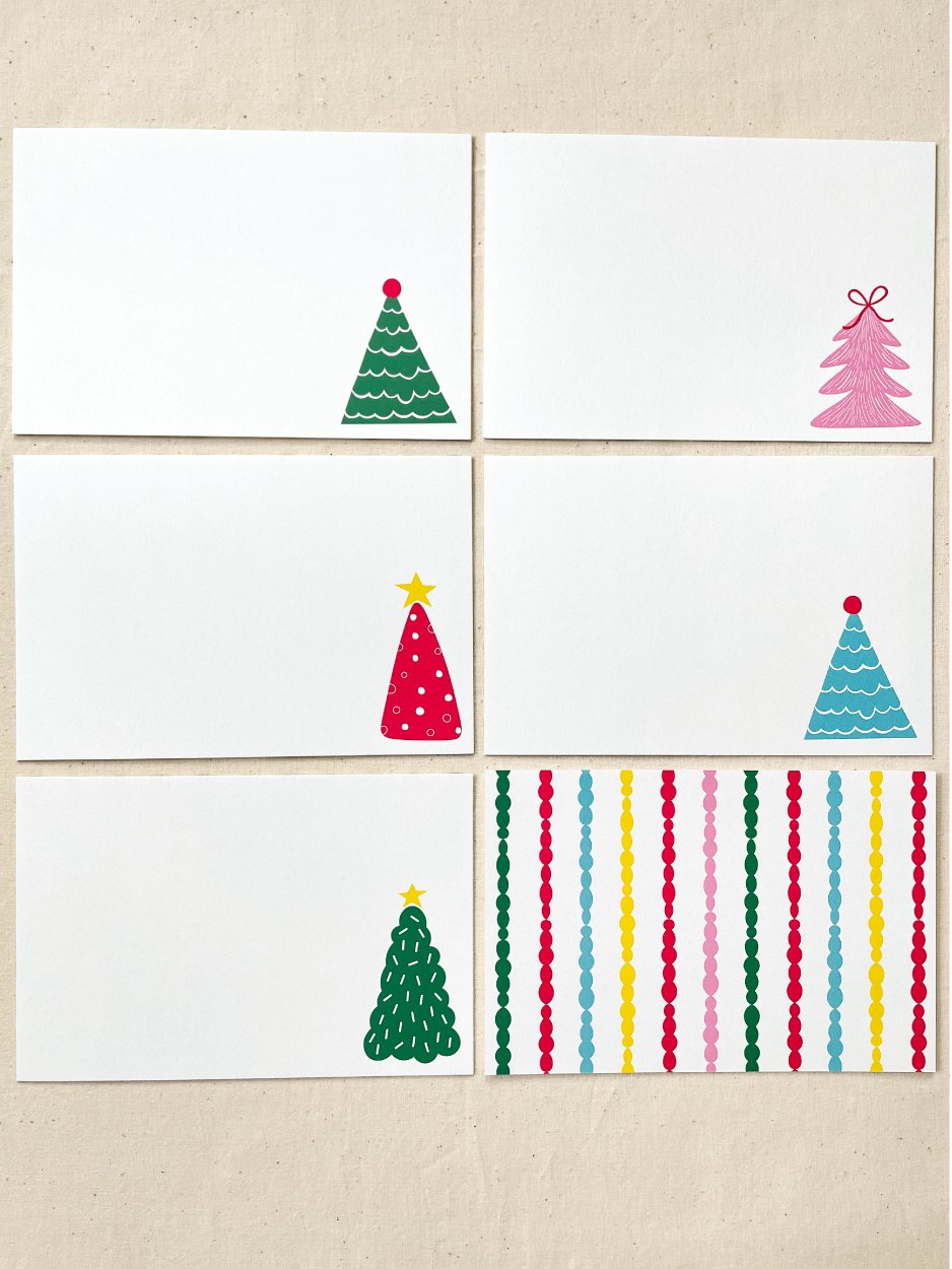 Christmas Trees Flat Cards | Set of 10