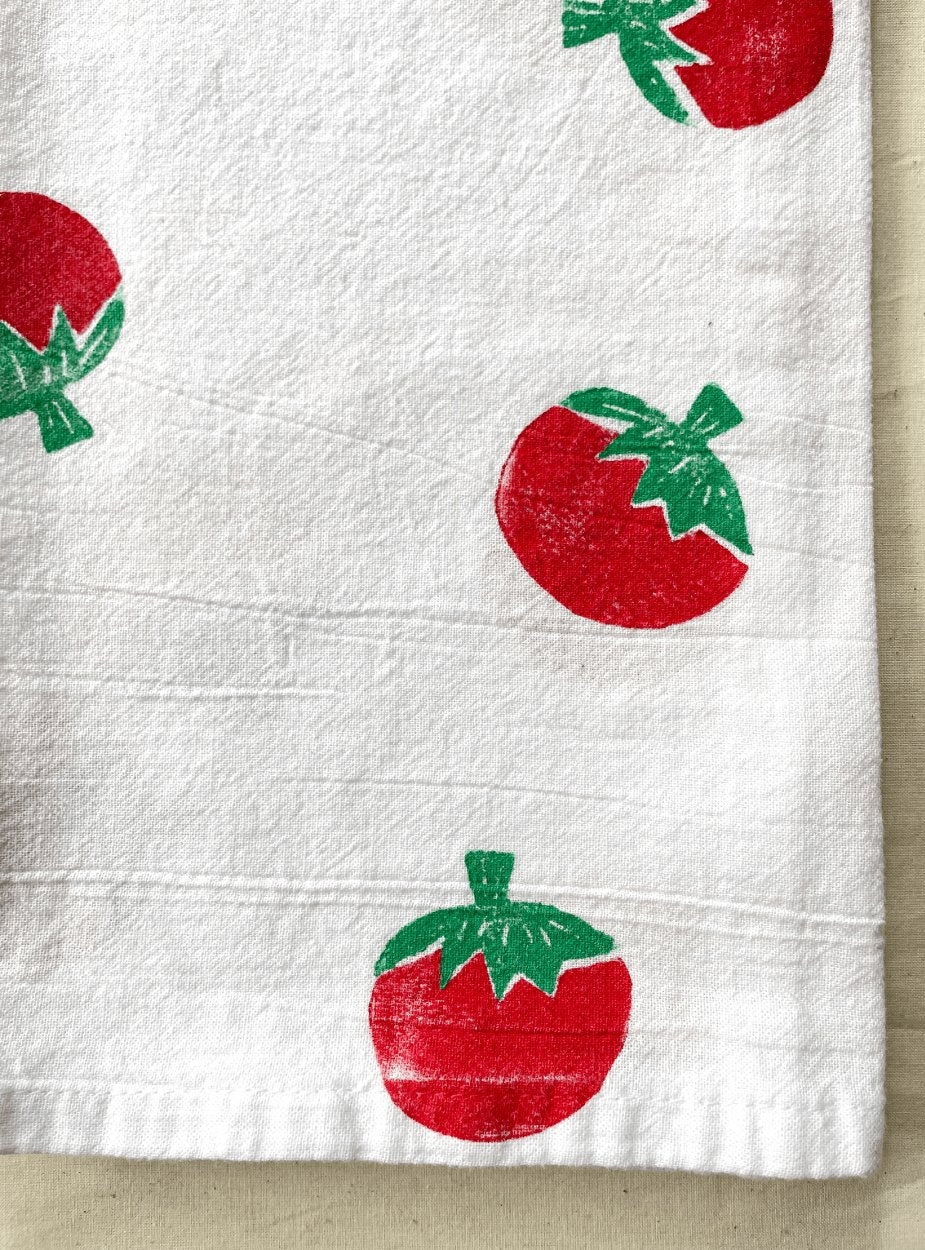 Tomato Block Print Tea Towel