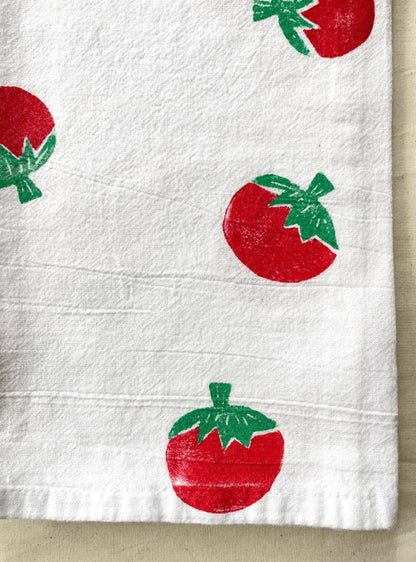 Tomato Block Print Tea Towel