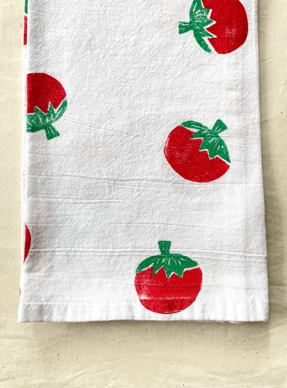Tomato Block Print Tea Towel