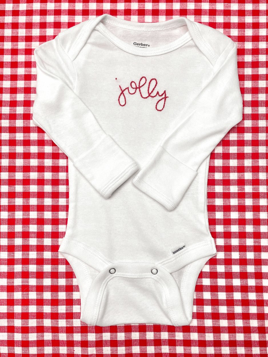 Jolly Hand Embroidered Baby Bodysuit