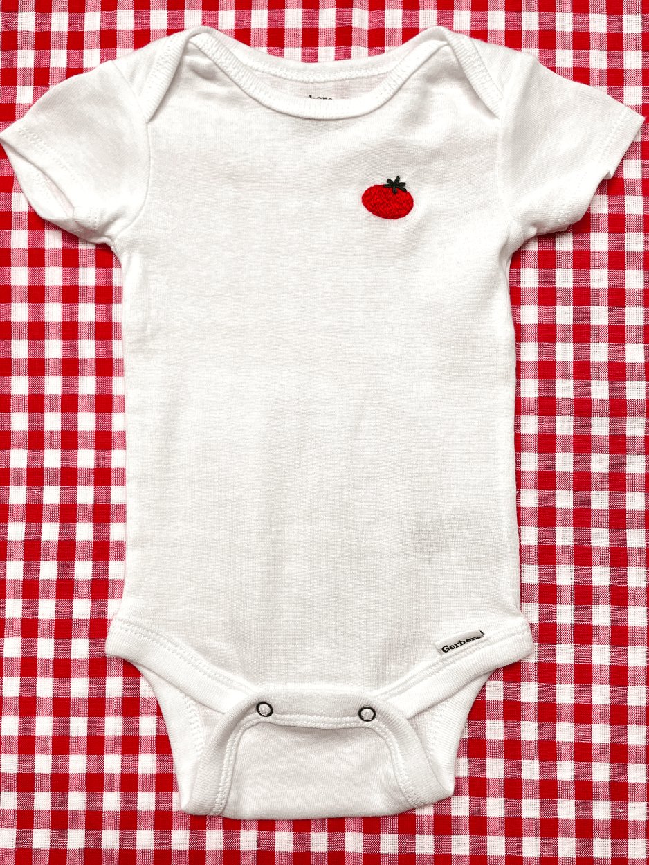 Tomato Hand Embroidered Baby Bodysuit