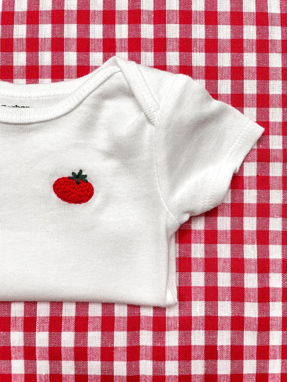 Tomato Hand Embroidered Baby Bodysuit