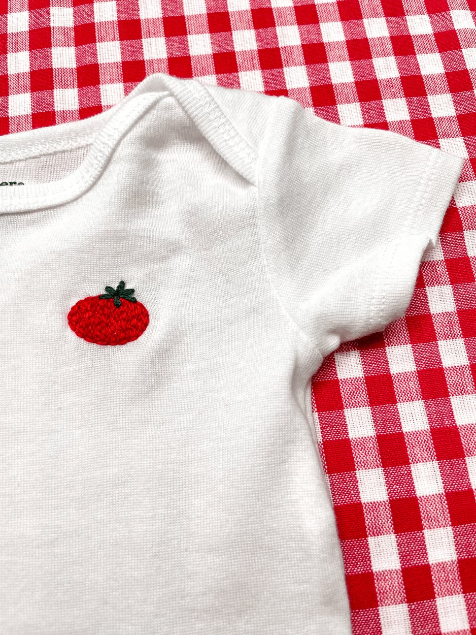 Tomato Hand Embroidered Baby Bodysuit