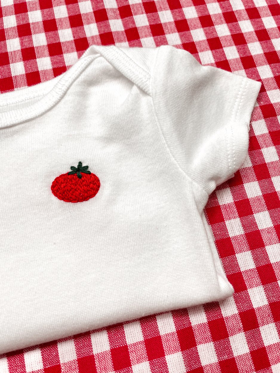 Tomato Hand Embroidered Baby Bodysuit