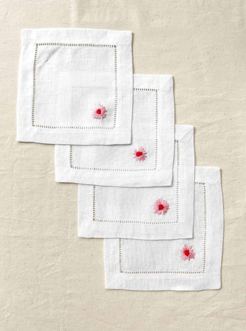 Large Pink Flowers Cocktail Napkins