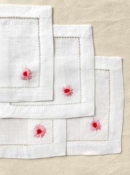Large Pink Flowers Cocktail Napkins