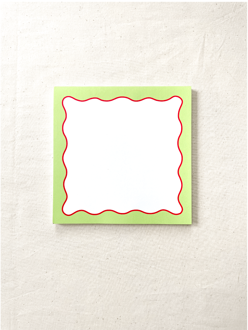 Squiggle Border Notepad | Green and Red