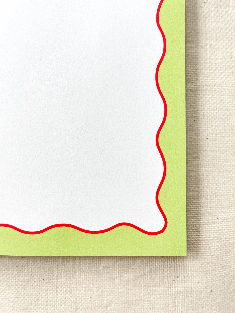 Squiggle Border Notepad | Green and Red
