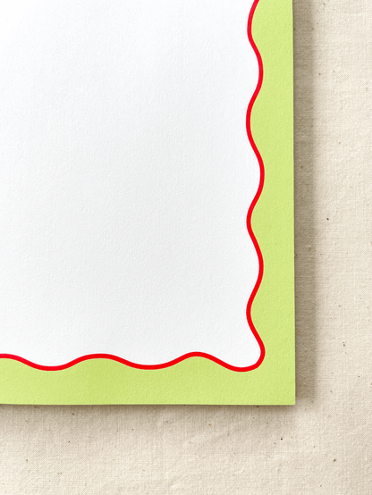 Squiggle Border Notepad | Green and Red
