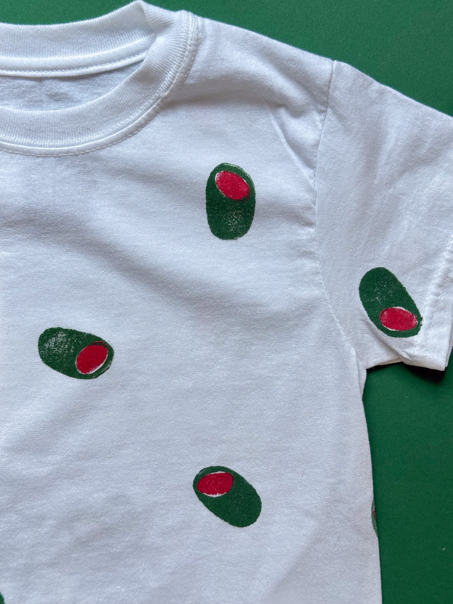 Olive Block Print Kid’s T-Shirt | Small