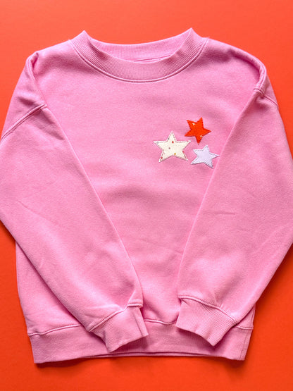 Star Trio Pink Kids Sweatshirt