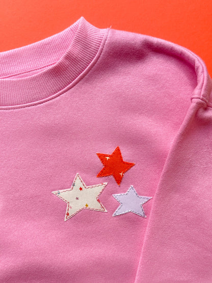 Star Trio Pink Kids Sweatshirt