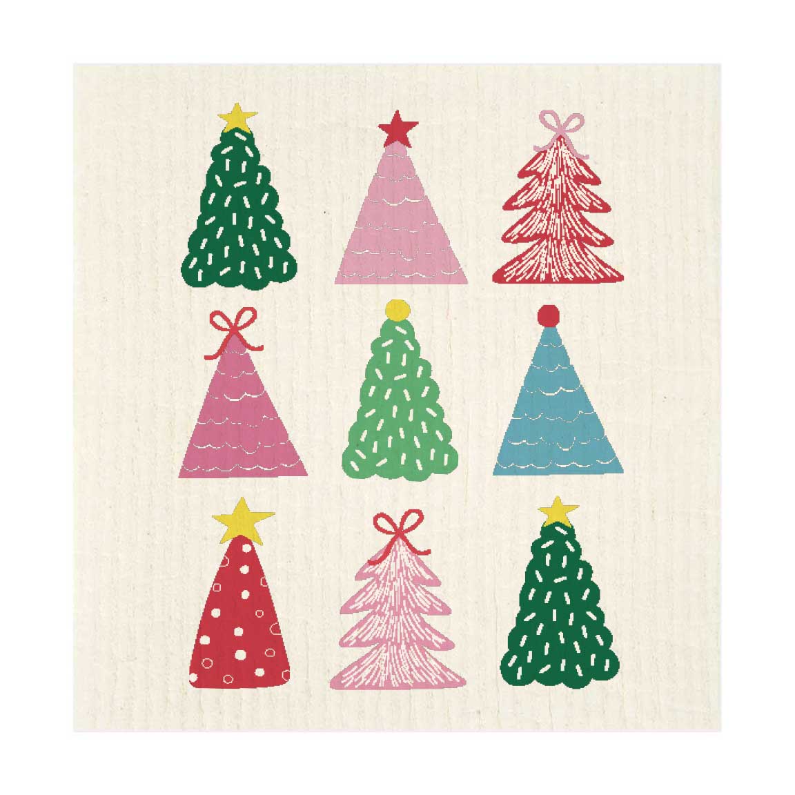 Colorful Christmas Trees Swedish Dishcloth