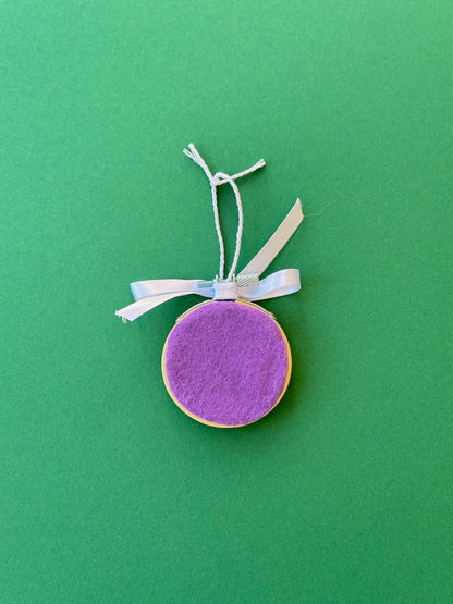"A" Initial Hand Embroidered Felt Ornament | 2" Hoop