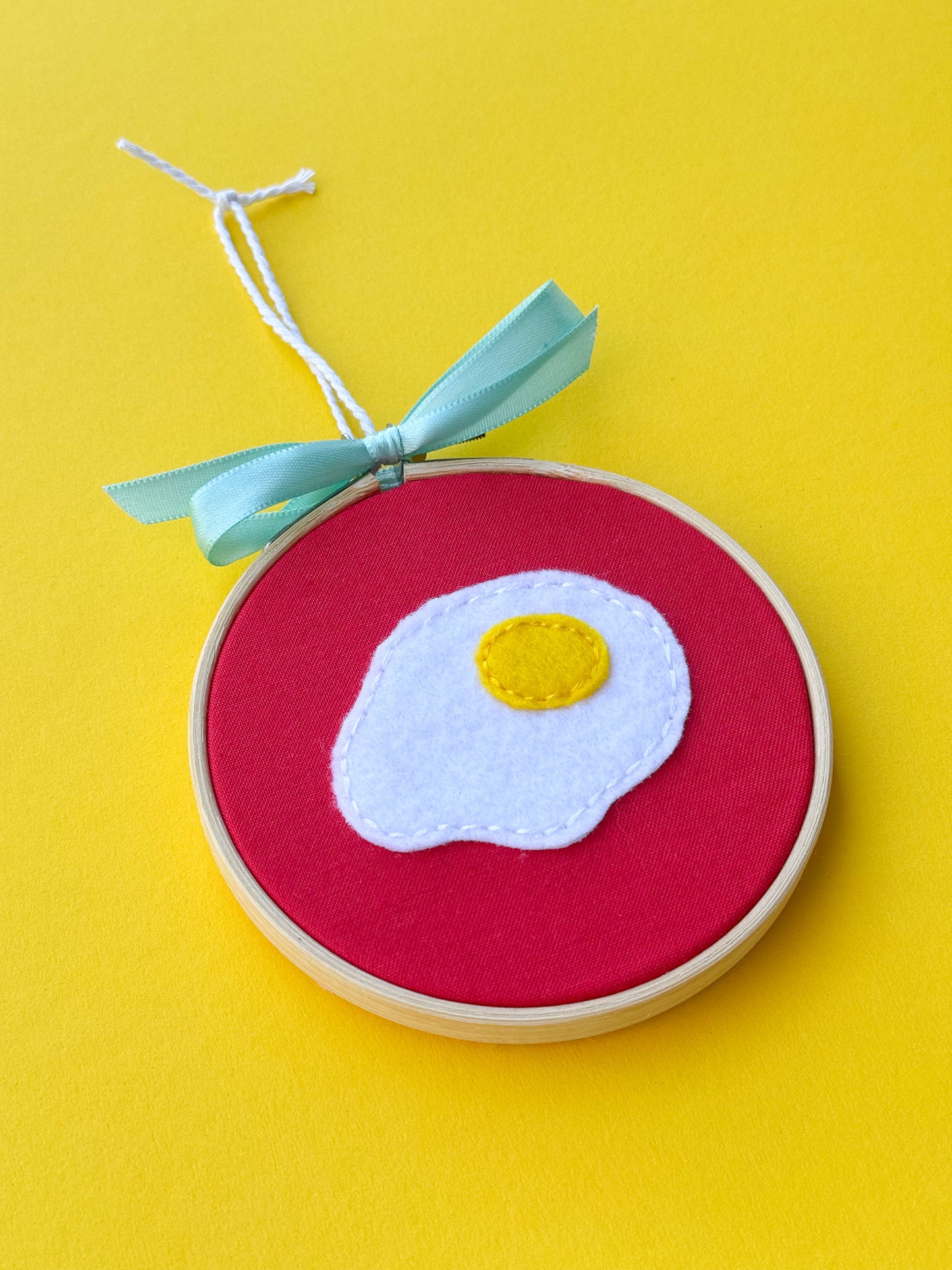 Egg Hand Embroidered Felt Ornament | 4" Hoop