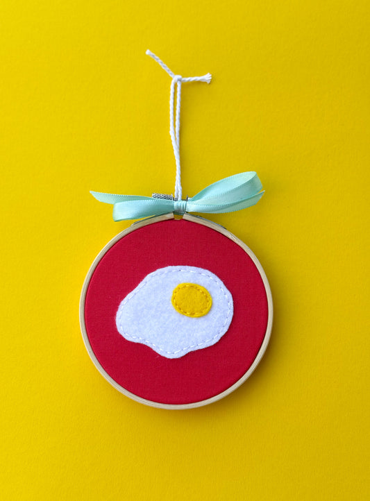 Egg Hand Embroidered Felt Ornament | 4" Hoop