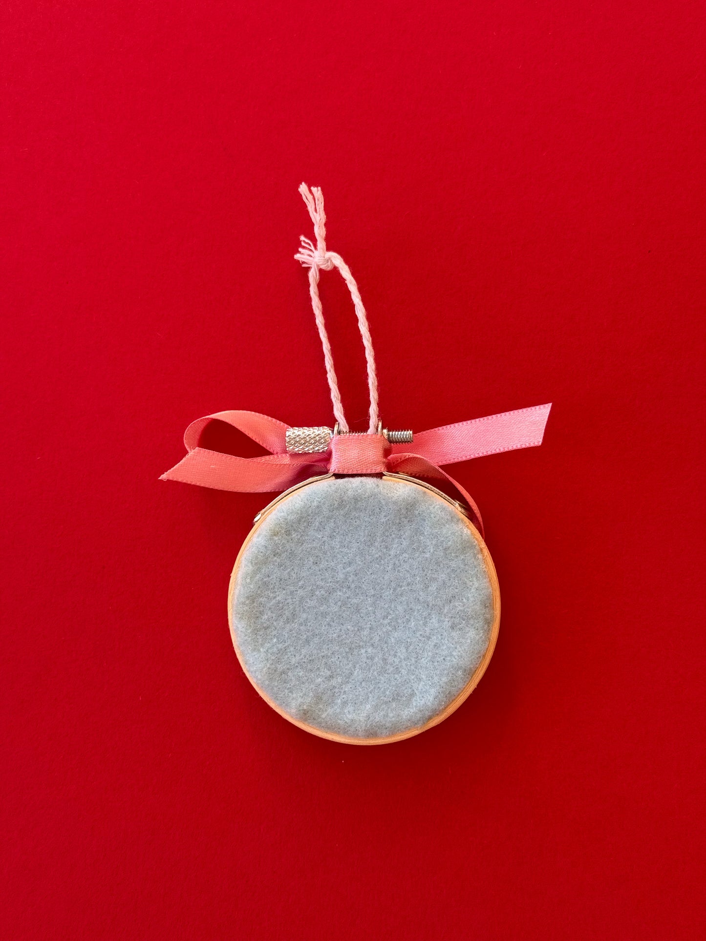 "T" Initial Hand Embroidered Felt Ornament | 2" Hoop