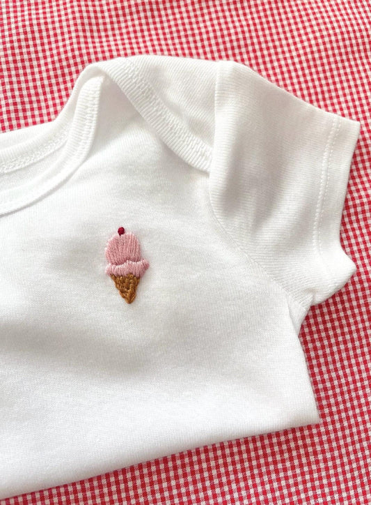 Hand Embroidered Gerber Onesie®™ | Baby Gift | Food Baby | Ice Cream Baby | Baby Outfit | Dessert | Ice Cream Party | Handmade