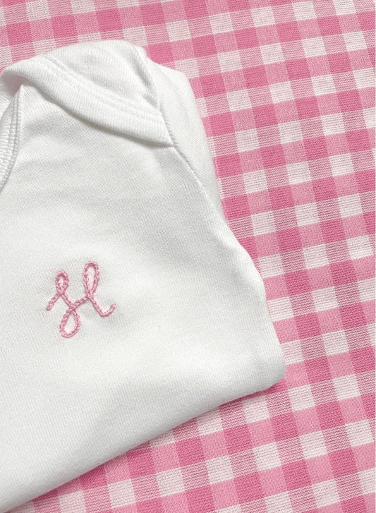 Personalized Baby Outfit, Baby Initials, Cursive Lettering, Monogram, Hand Embroidered Baby Bodysuit, Coming Home, Baby Shower, Newborn Gift