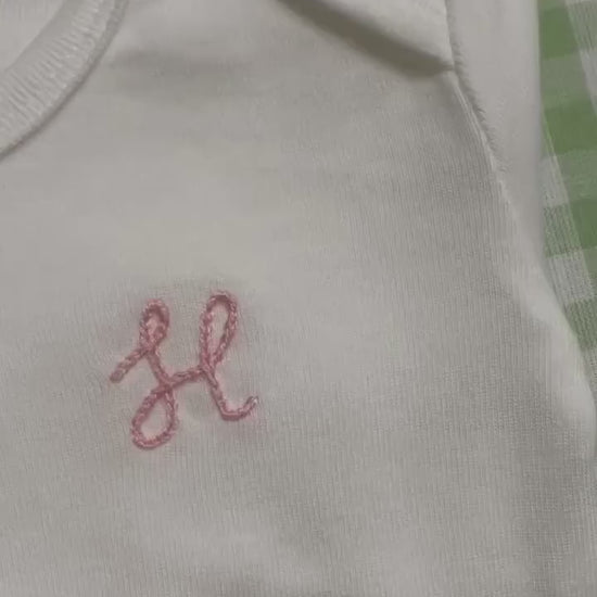 Personalized Baby Outfit, Baby Initials, Cursive Lettering, Monogram, Hand Embroidered Baby Bodysuit, Coming Home, Baby Shower, Newborn Gift