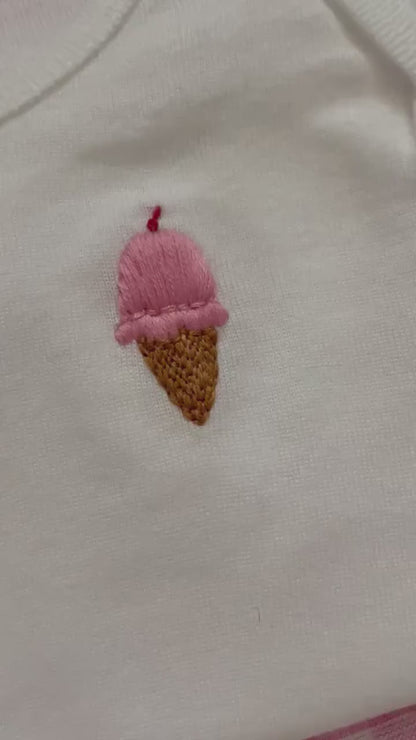 Hand Embroidered Gerber Onesie®™ | Baby Gift | Food Baby | Ice Cream Baby | Baby Outfit | Dessert | Ice Cream Party | Handmade